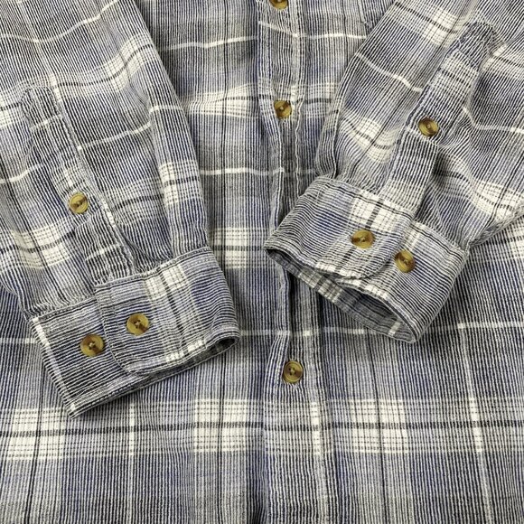 Orvis Button Down Corduroy Shirt Men’s L Blue Plaid Classic Cotton - Picture 9 of 10